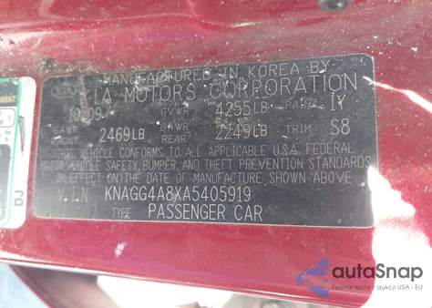 2010 Kia Optima Lx from USA, damaged, VIN KNAGG4A8XA5405919